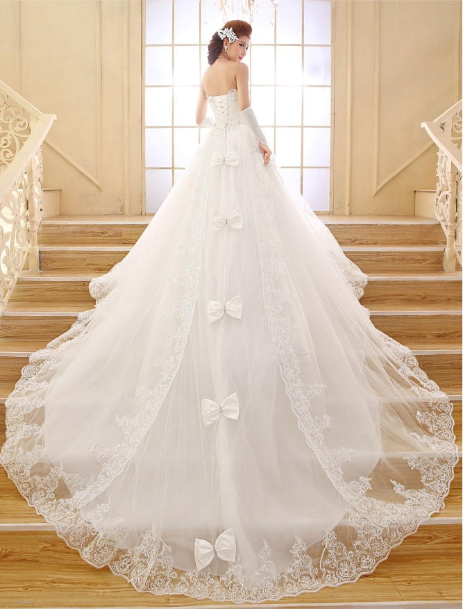 Princess Wedding Dresses Princess Wedding Dresses Strapless Ball Gown Lace Applique Sweetheart Neckline Sequins Beading Ivory Long Train