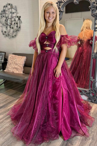 Royal Blue A-Line Strapless Keyhole Sleeves Long Prom Dress