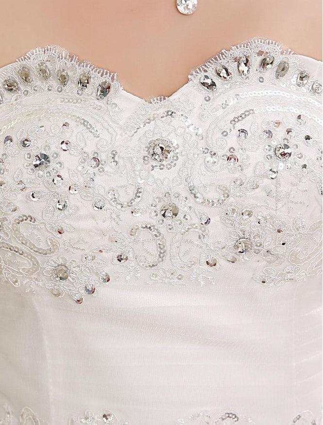 Princess Wedding Dresses Princess Wedding Dresses Strapless Ball Gown Lace Applique Sweetheart Neckline Sequins Beading Ivory Long Train