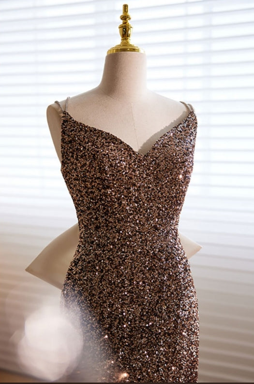 Sparkly Mermaid Slim Long Evening Prom Dress With Bow In Back
