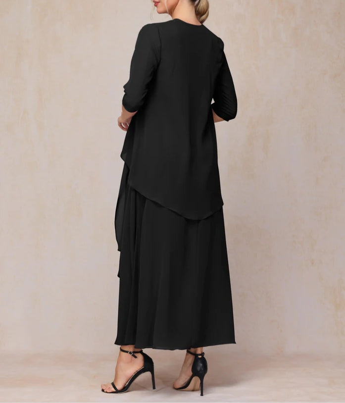 Two Pieces Ankle Length Chiffon Mother Of The Bride Dress