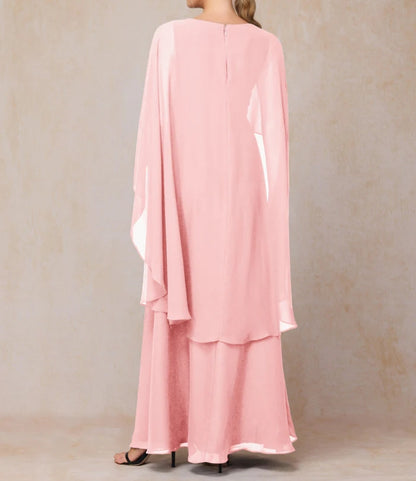 V Neck A Line Floor-length Chiffon Mother Of The Bride Dress