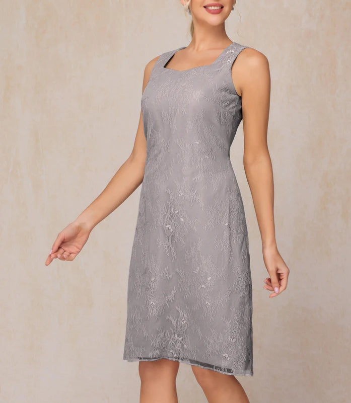 Two Pieces Knee Length Chiffon Lace Mother Of The Bride Dress