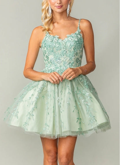 Cute A-Line Embroidered Short Glitter Prom Dress Homecoming Dress