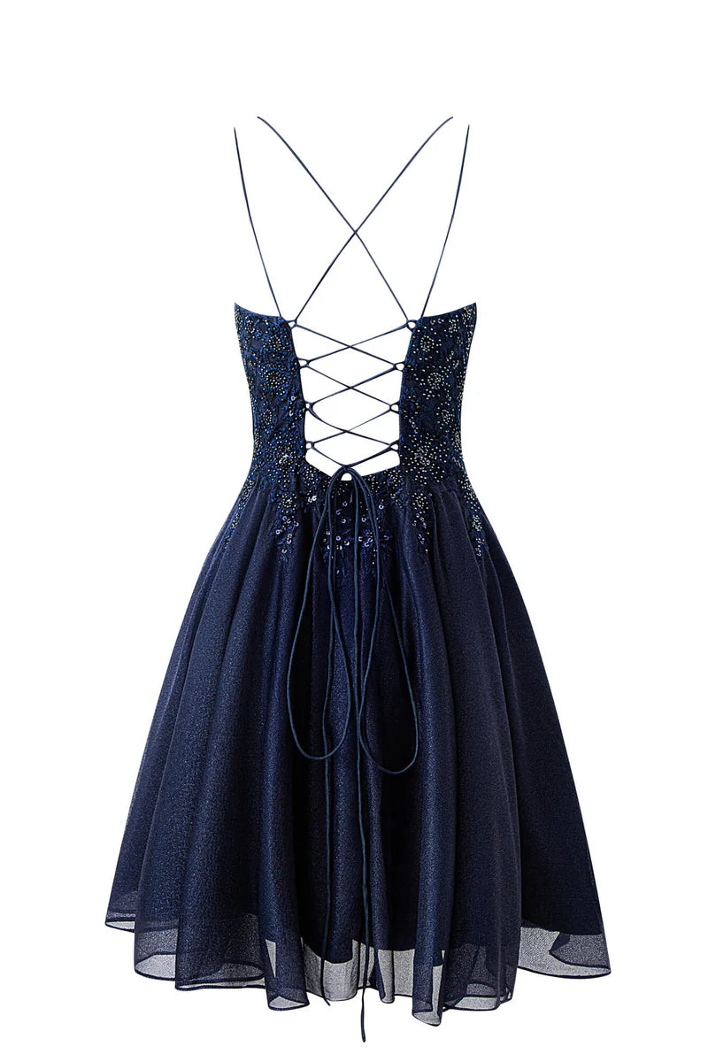 A-line Chiffon Short Sequins Homecoming Dress