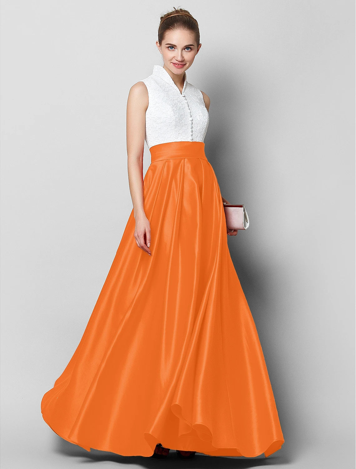 A-Line Formal Evening Black Tie Gala Floor Length Sleeveless High Neck Satin with Pleats