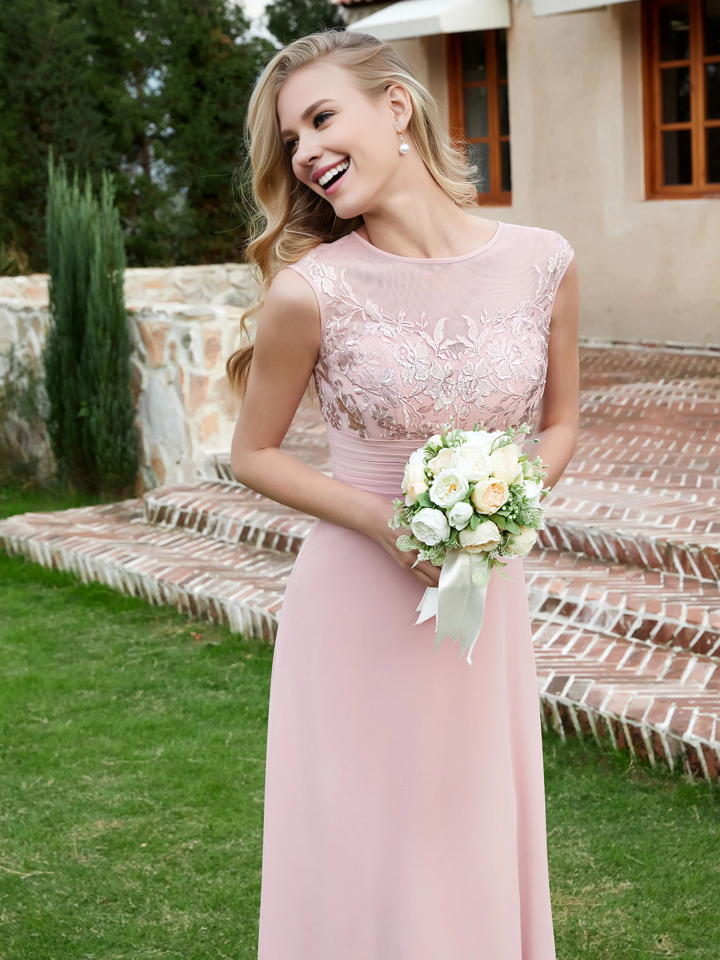 Chiffon And Lace Floor-length A-line Bridesmaid Dress