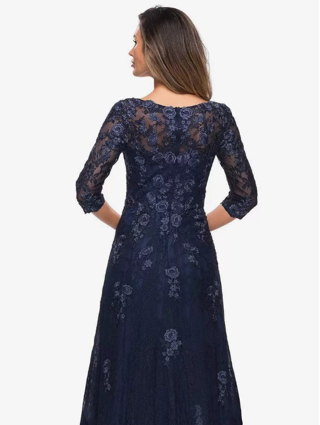 Mother of the Bride Dresse V-Neck Half Sleeves A-Line Lace Long Wedding Guest Party Dresses