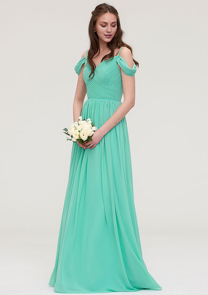 Chiffon Bridesmaid Dress A-line Sweetheart Sleeveless Long/Floor-Length With Pleated