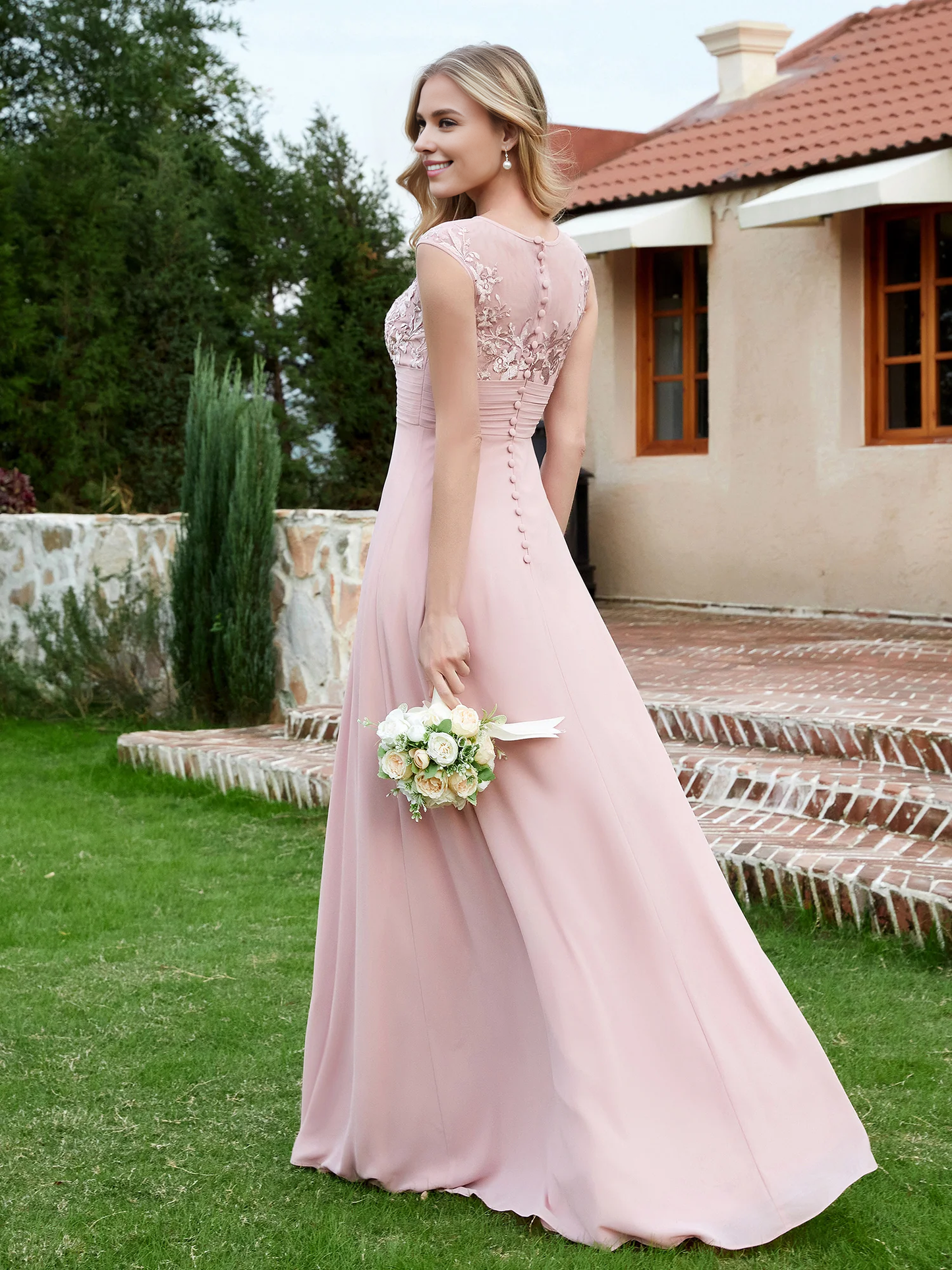 Chiffon And Lace Floor-length A-line Bridesmaid Dress