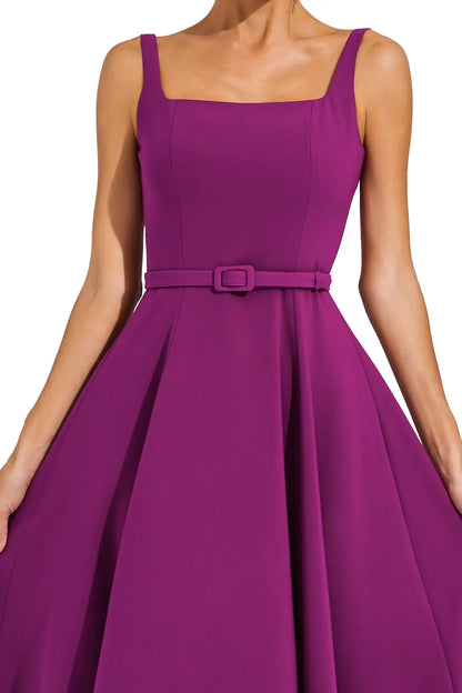 A-Line  Purple Slip Midi Dress Party Dress Wedding Guest Dresses