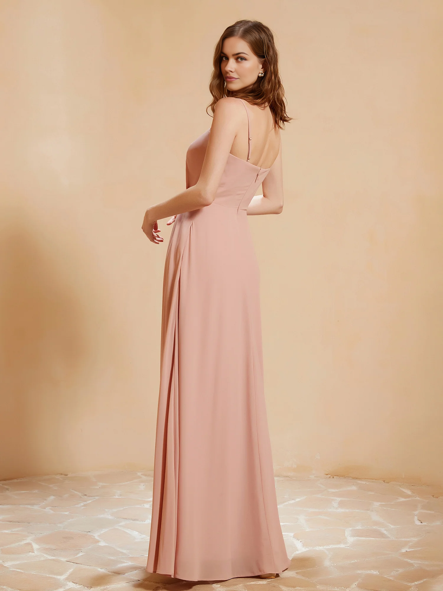 Square Neckline A-line Chiffon Bridesmaid Dress With Pocket
