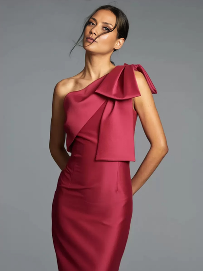 Sleeveless Sheath Mother of the Bride Dresse Bows Floor-Length Guest Dresses