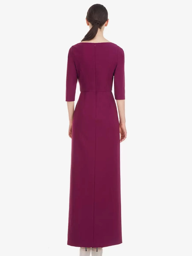 Half Sleeves Sheath Pleated Floor-Length Mother of the Bride Dresse Wedding Guest Dresses