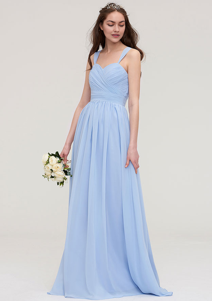 A-line Chiffon Bridesmaid Dress Sweetheart Sleeveless Long/Floor-Length With Pleated
