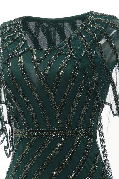 Mermaid Dark Green Sequin Cape Mother Of Bride Dress Wedding Guest Dresses