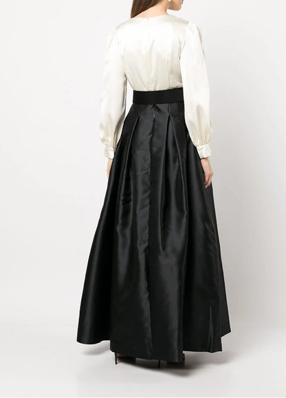A-Line Party Dress Wedding Guest Floor Length Short Sleeve V Neck Belt / Sash Satin with Pleats