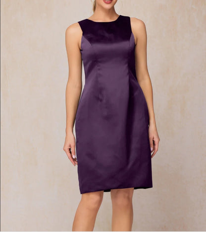 Grape Two Pieces Knee Length Satin Mother Of The Bride Dress