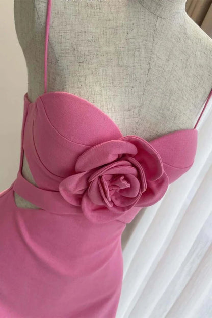 A-Line Flower Cutout Short Party Dress 3D Flowers Short/Mini Dress Homecoming Dress