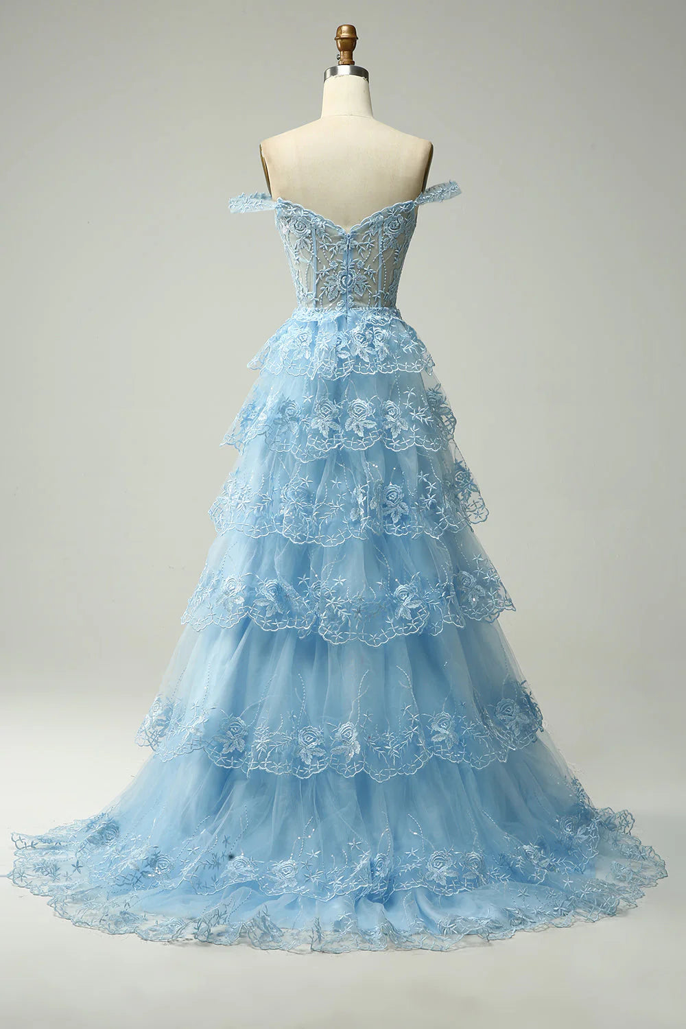 A-Line Off The Shoulder Prom Dress with Sequins Court Train Dresses
