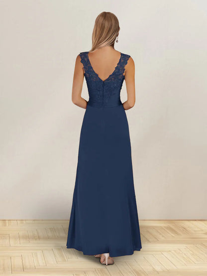 A-Line/Princess Sleeveless Long Formal Jacket Evening Dresses Mother of the Bride Dresse With Ruffles