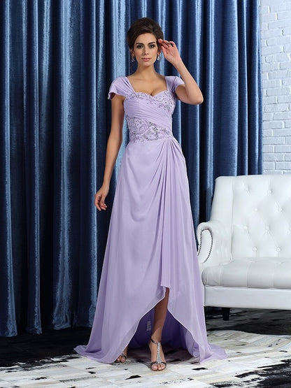 A-Line/Princess Straps Beading Sleeveless High Low Chiffon Mother of the Bride Dresses