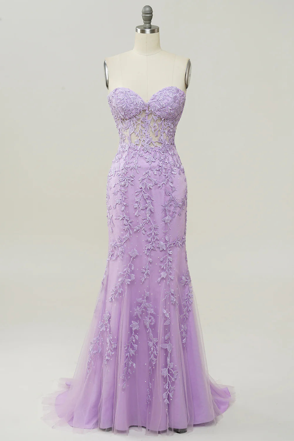 Mermaid Purple Sweetheart Neck Floor-length Prom Dress With Appliques