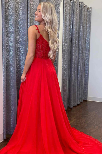 Elegant Blue Straps Long Sweetheart Prom Dress with Sheer Lace Bodice