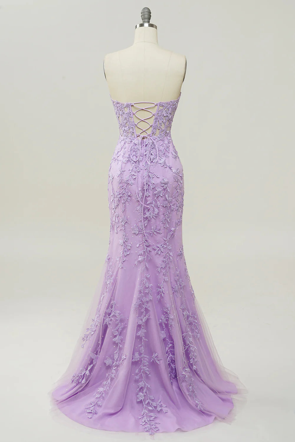 Mermaid Purple Sweetheart Neck Floor-length Prom Dress With Appliques