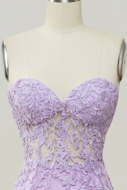Mermaid Purple Sweetheart Neck Floor-length Prom Dress With Appliques