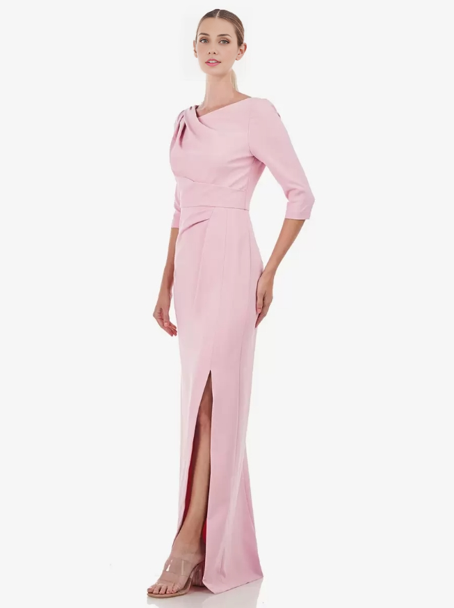 Half Sleeves Sheath Pleated Floor-Length Mother of the Bride Dresse Wedding Guest Dresses