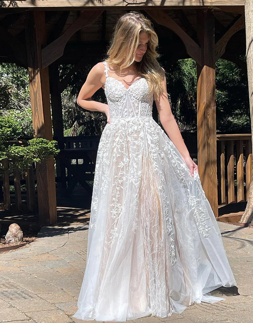 A-Line Off the Shoulder Tulle Long Prom Dress with Appliques