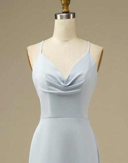Simple Light Blue Mermaid Prom Dress