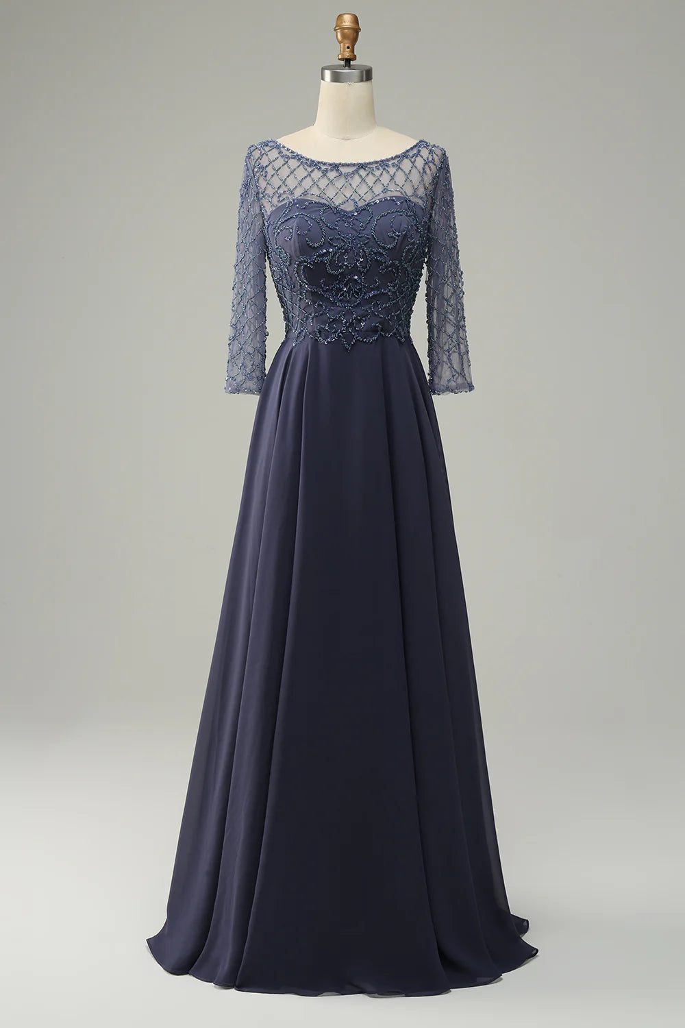 A-Line Beading Long Sleeves Mother of Bride Dress