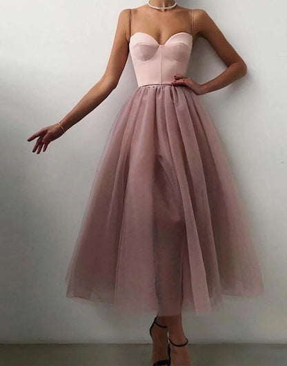 Black A-Line Tulle Simple Sweetheart Prom Dress