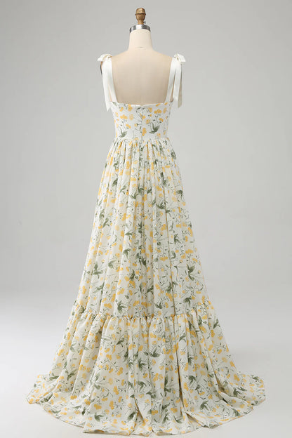 A-Line Floral Long Sweetheart Floor-length Prom Dress