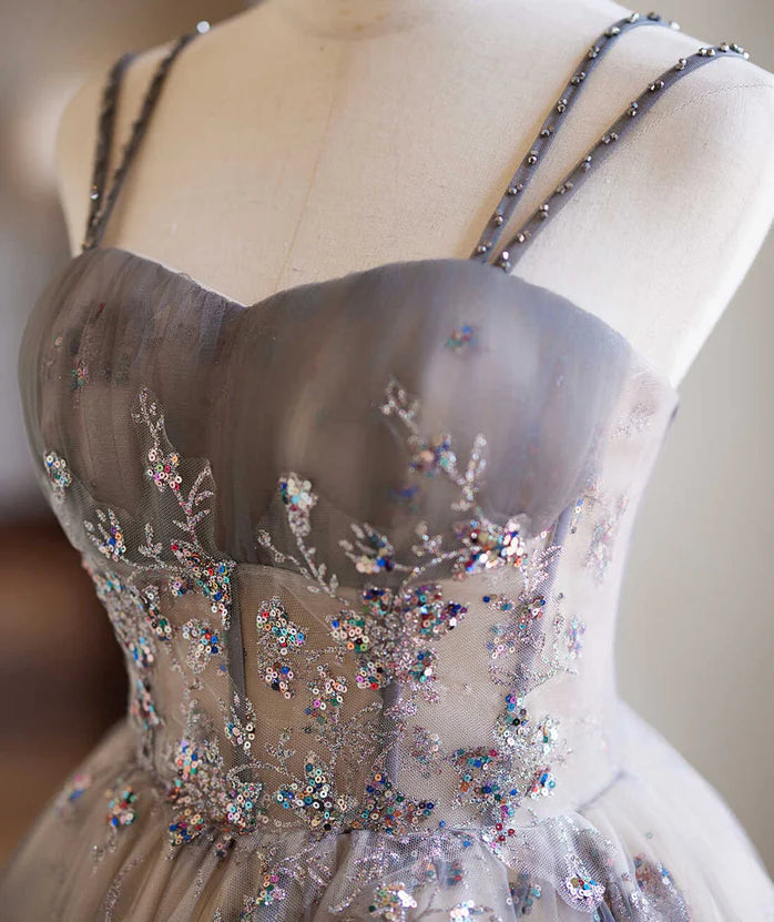 A-Line Tulle Beaded Short Party Dress Sweetheart Homecoming Dress