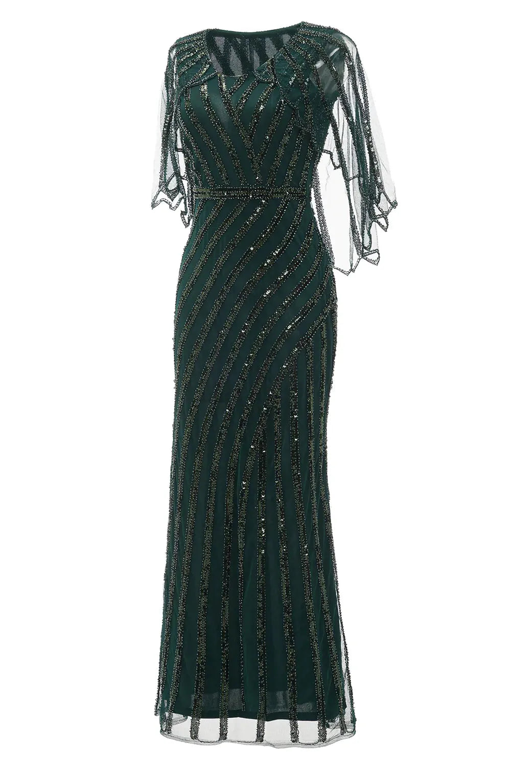 Mermaid Dark Green Sequin Cape Mother Of Bride Dress Wedding Guest Dresses