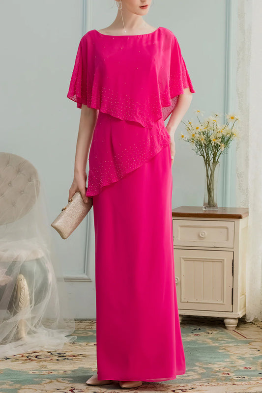 A-line Long Chiffon Mother of the Bride Dress With Beading