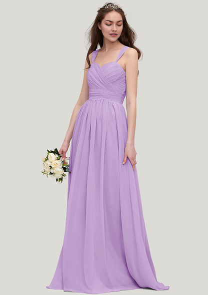 A-line Chiffon Bridesmaid Dress Sweetheart Sleeveless Long/Floor-Length With Pleated