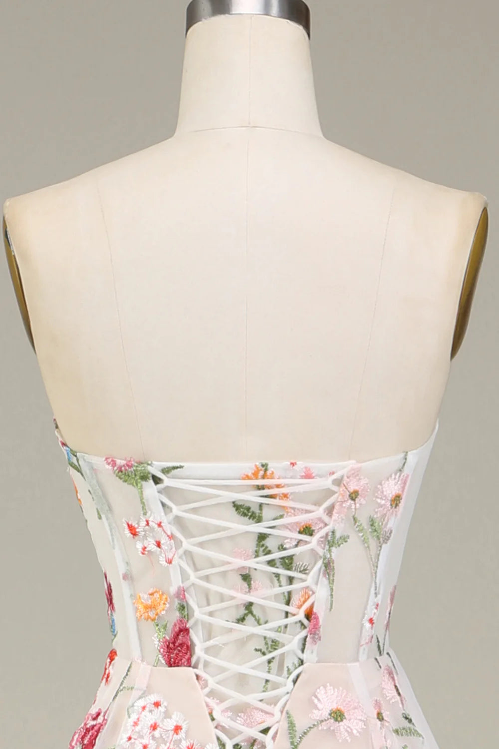 A-Line Sweetheart Corset Prom Dress Court Train Dresses With Flower