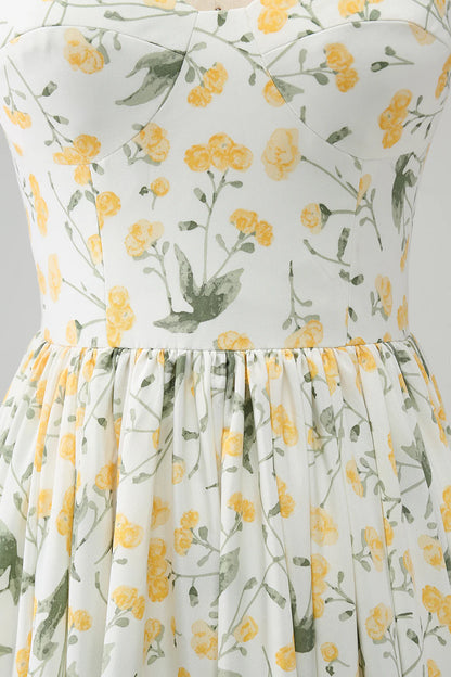 A-Line Floral Long Sweetheart Floor-length Prom Dress