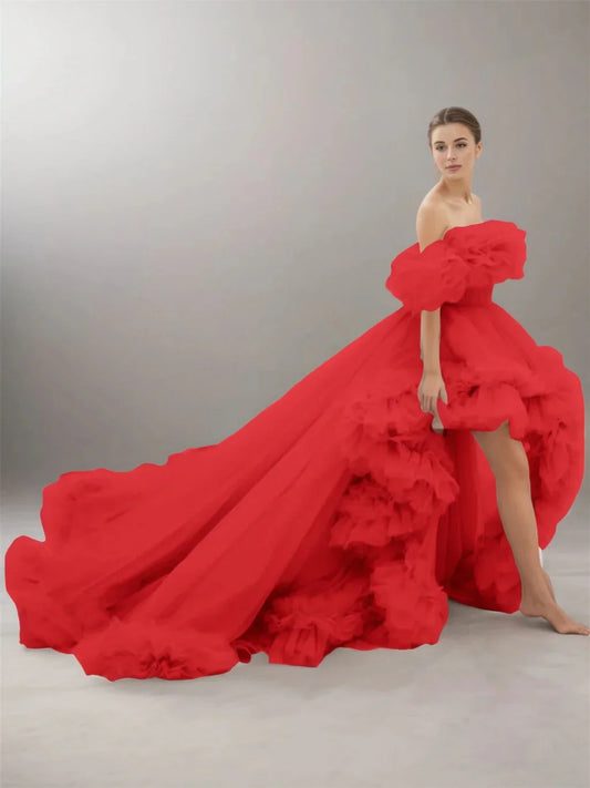 A-Line Princess Court Train Evening Dresses