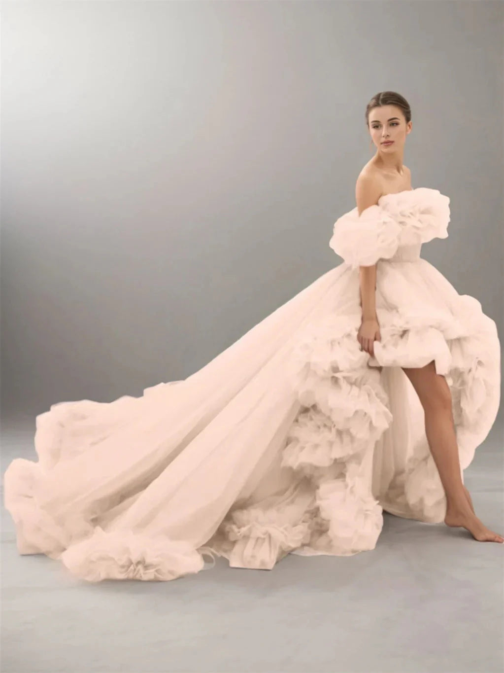 A-Line Princess Court Train Evening Dresses