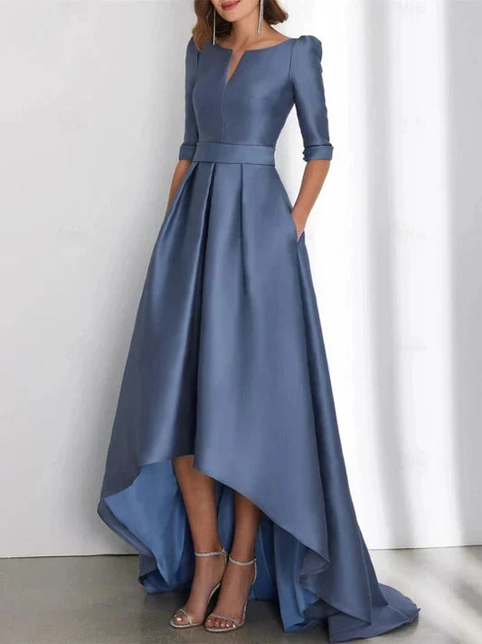 A-Line Princess Half Sleeves Asymmetrical Mother Of The Bride Dresses With Pockets