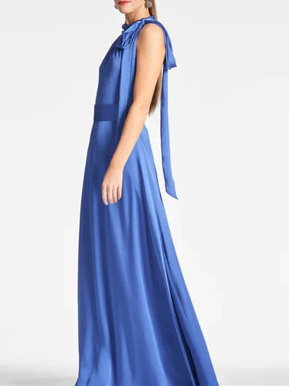 A-Line Princess Halter Sleeveless Floor-Length Evening Dress