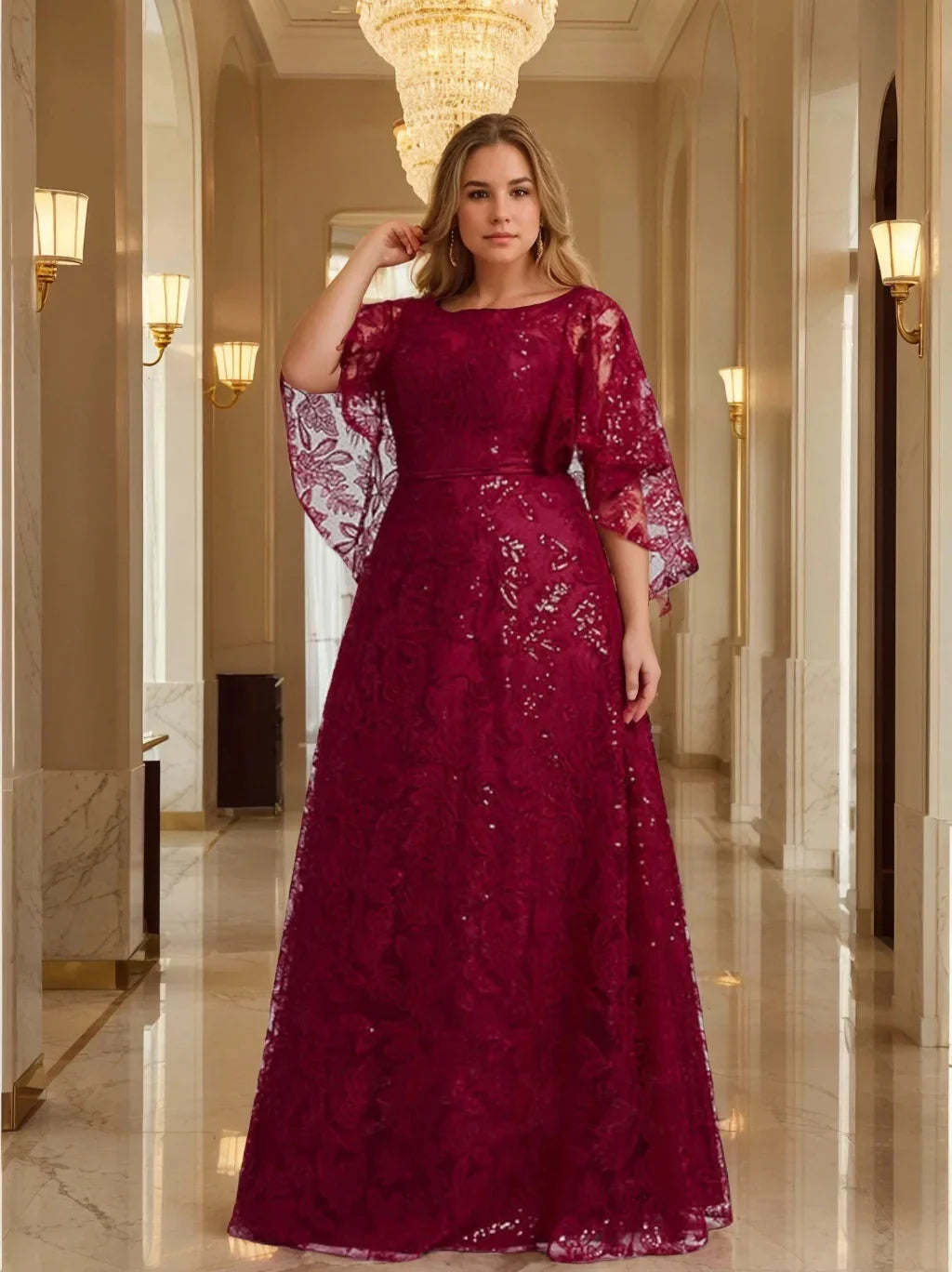 A-Line Princess Mother of the Bride Dresses with Applique & Sequins