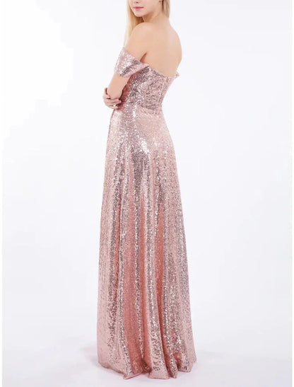 A-Line Princess Off-the-Shoulder Floor-length Long Bridesmaid Dresses