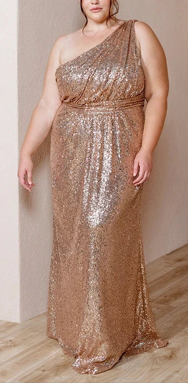 A-Line Princess One-Shoulder Floor-length Long Bridesmaid Dresses