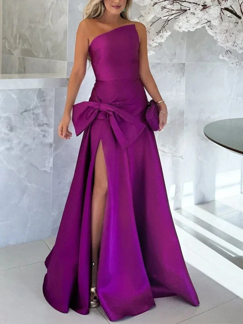 A-Line Princess One-Shoulder Sleeveless Floor-Length Mother Of The Bride Dresses With Split Side